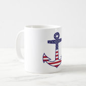 Patriotic American Flag Anchor Nautic Kaffeetasse (Vorderseite Links)