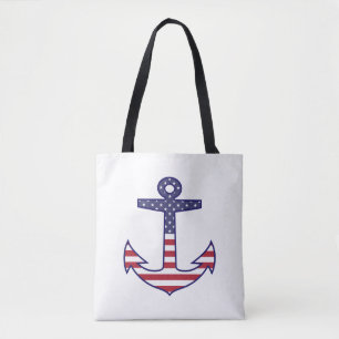 Patriotic American Flag Anchor Nautic Tasche