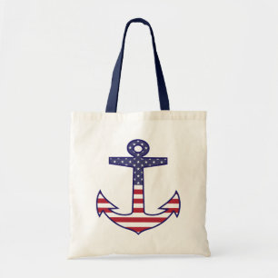 Patriotic American Flag Anchor Nautic Tragetasche
