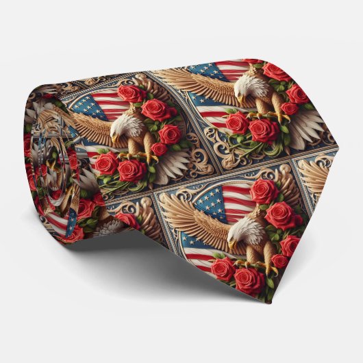 Patriotic American Flag and Eagle Krawatte (Gerollt)