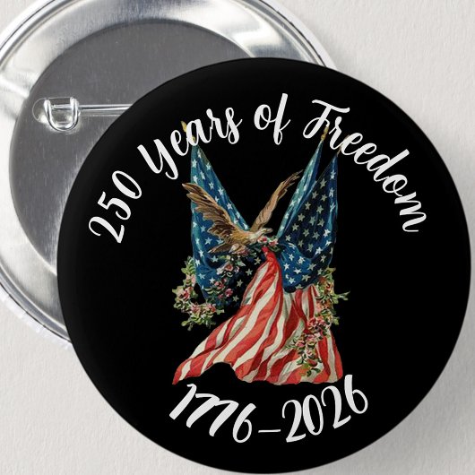 Patriotic American Flag and Eagle USA 250th Button