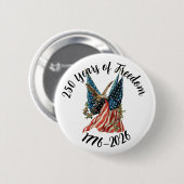 Patriotic American Flag and Eagle USA 250th Button (Vorne & Hinten)