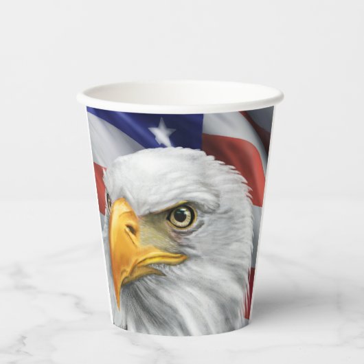 Patriotic American Flag Bald Eagle Paper Cups Pappbecher (Vorderseite)