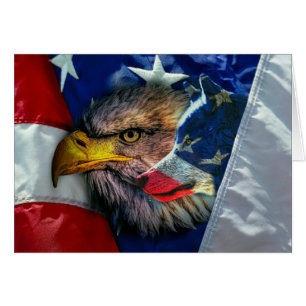 Patriotic American Flag Bald Eagle Wolf