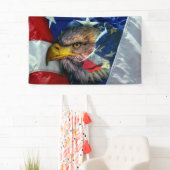 Patriotic American Flag Bald Eagle Wolf Banner (Insitu)