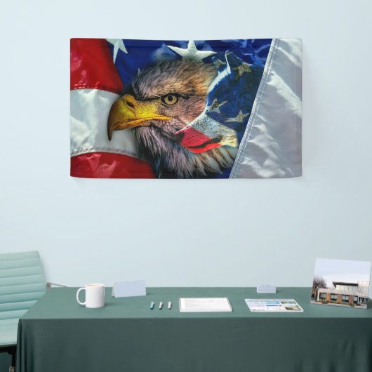 Patriotic American Flag Bald Eagle Wolf Banner (Messeveranstaltung)