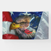 Patriotic American Flag Bald Eagle Wolf Banner (Horizontal)