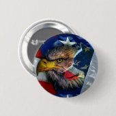 Patriotic American Flag Bald Eagle Wolf Button (Vorne & Hinten)