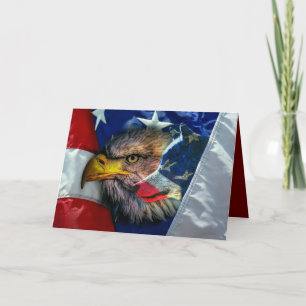 Patriotic American Flag Bald Eagle Wolf Feiertagskarte