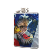 Patriotic American Flag Bald Eagle Wolf Flachmann (Links)