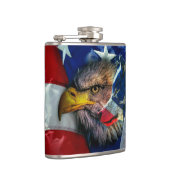 Patriotic American Flag Bald Eagle Wolf Flachmann (Rechts)