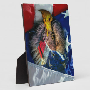 Patriotic American Flag Bald Eagle Wolf Fotoplatte