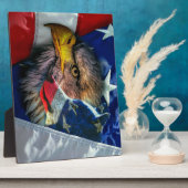 Patriotic American Flag Bald Eagle Wolf Fotoplatte (Seite)