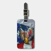 Patriotic American Flag Bald Eagle Wolf Gepäckanhänger (Vorderseite vertikal)