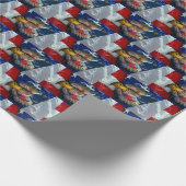 Patriotic American Flag Bald Eagle Wolf Geschenkpapier (Ecke)