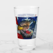 Patriotic American Flag Bald Eagle Wolf Glas (Rückseite)