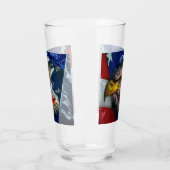 Patriotic American Flag Bald Eagle Wolf Glas (Links)