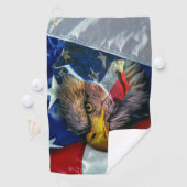 Patriotic American Flag Bald Eagle Wolf Golfhandtuch (Insitu)