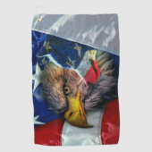 Patriotic American Flag Bald Eagle Wolf Golfhandtuch (Vorderseite)