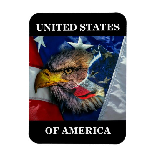 Patriotic American Flag Bald Eagle Wolf Magnet (Vertikal)
