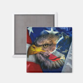 Patriotic American Flag Bald Eagle Wolf Magnet (Vorderseite/Rückseite)