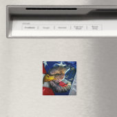 Patriotic American Flag Bald Eagle Wolf Magnet (In Situ (Geschirrspüler))