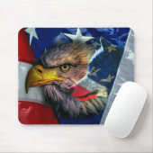 Patriotic American Flag Bald Eagle Wolf Mousepad (Mit Mouse)
