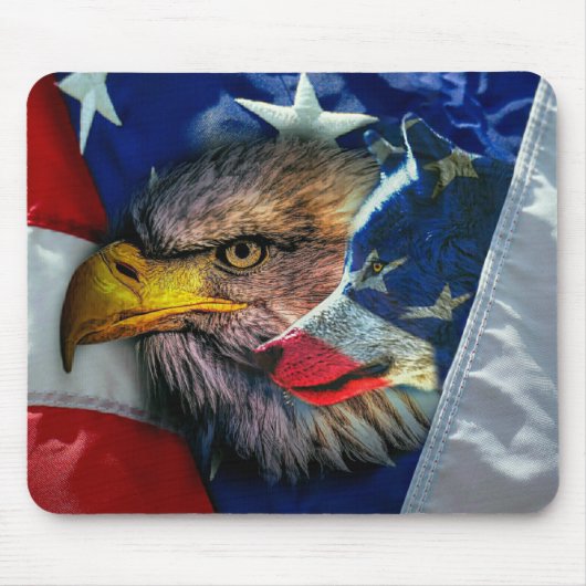Patriotic American Flag Bald Eagle Wolf Mousepad (Vorne)