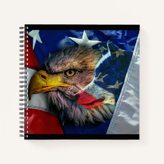 Patriotic American Flag Bald Eagle Wolf Notizblock (Vorderseite)