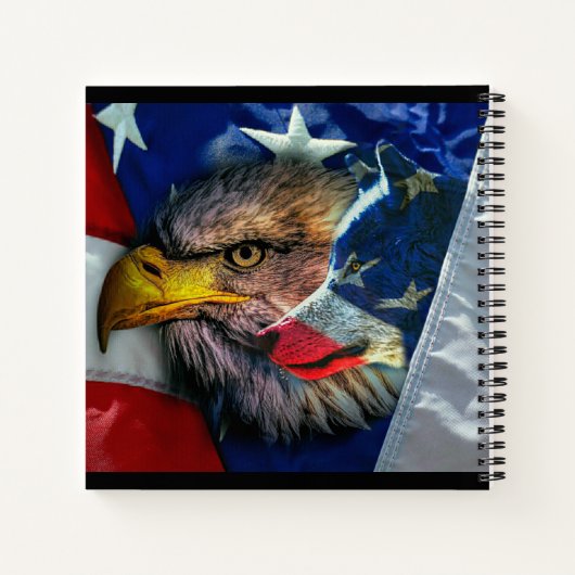 Patriotic American Flag Bald Eagle Wolf Notizblock (Rückseite)