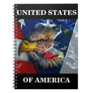 Patriotic American Flag Bald Eagle Wolf Notizblock