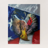 Patriotic American Flag Bald Eagle Wolf Puzzle (Vertikal)