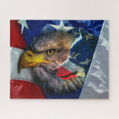 Patriotic American Flag Bald Eagle Wolf Puzzle (Horizontal)