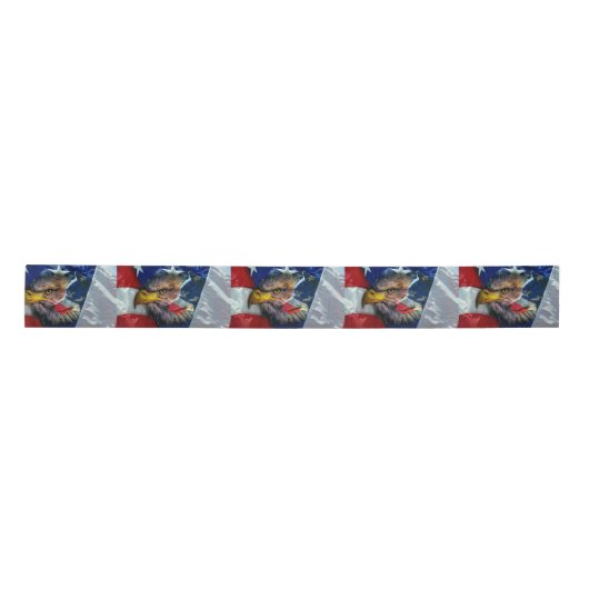 Patriotic American Flag Bald Eagle Wolf Satinband (Vorderseite)