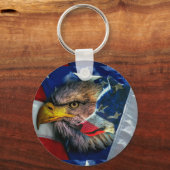 Patriotic American Flag Bald Eagle Wolf Schlüsselanhänger (Vorderseite)