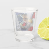 Patriotic American Flag Bald Eagle Wolf Schnapsglas (Rückseite)