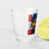 Patriotic American Flag Bald Eagle Wolf Schnapsglas (Links)