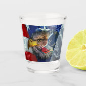 Patriotic American Flag Bald Eagle Wolf Schnapsglas (Vorderseite)