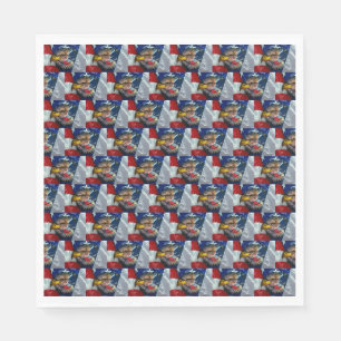 Patriotic American Flag Bald Eagle Wolf Serviette