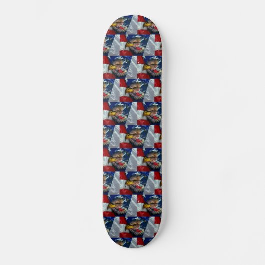 Patriotic American Flag Bald Eagle Wolf Skateboard (Vorderseite)