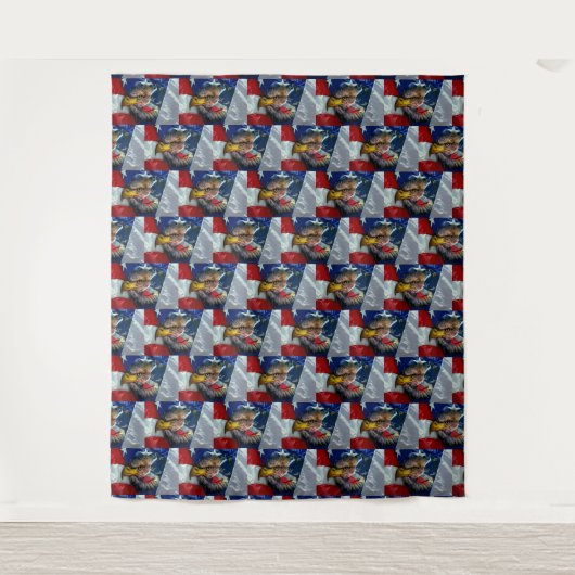 Patriotic American Flag Bald Eagle Wolf Wandteppich (Vorderseite)