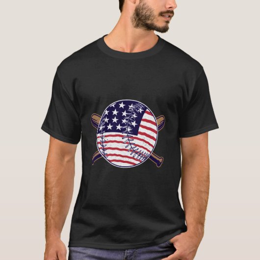 Patriotic American Flag Baseball Softball Graphic T-Shirt (Vorderseite)