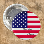 Patriotic American Flag button, USA, Vereinigte St Button<br><div class="desc">Buttons: Vintage patriotische amerikanische Flagge & USA - Liebe meines Landes,  Reise,  Urlaub,  Patrioten / Sportfans USA</div>