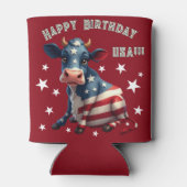 Patriotic American Flag Cow Illustration Dosenkühler (Rückseite)