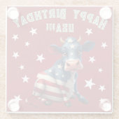 Patriotic American Flag Cow Illustration Glasuntersetzer (Rückseite)
