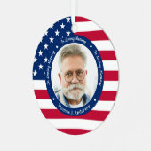 Patriotic American Flag Custom 2 Foto Memorial Ornament Aus Metall (Vorderseite links)
