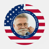 Patriotic American Flag Custom 2 Foto Memorial Ornament Aus Metall (Rückseite)