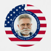 Patriotic American Flag Custom 2 Foto Memorial Ornament Aus Metall (Vorderseite)