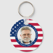 Patriotic American Flag Custom 2 Foto Memorial Schlüsselanhänger (Vorderseite)