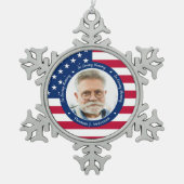 Patriotic American Flag Custom 2 Foto Memorial Schneeflocken Zinn-Ornament (Vorderseite)